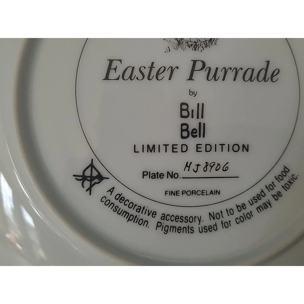 Franklin Mint Collector Plate Cat Easter Purrade Heirloom Ltd Edition B. Bell